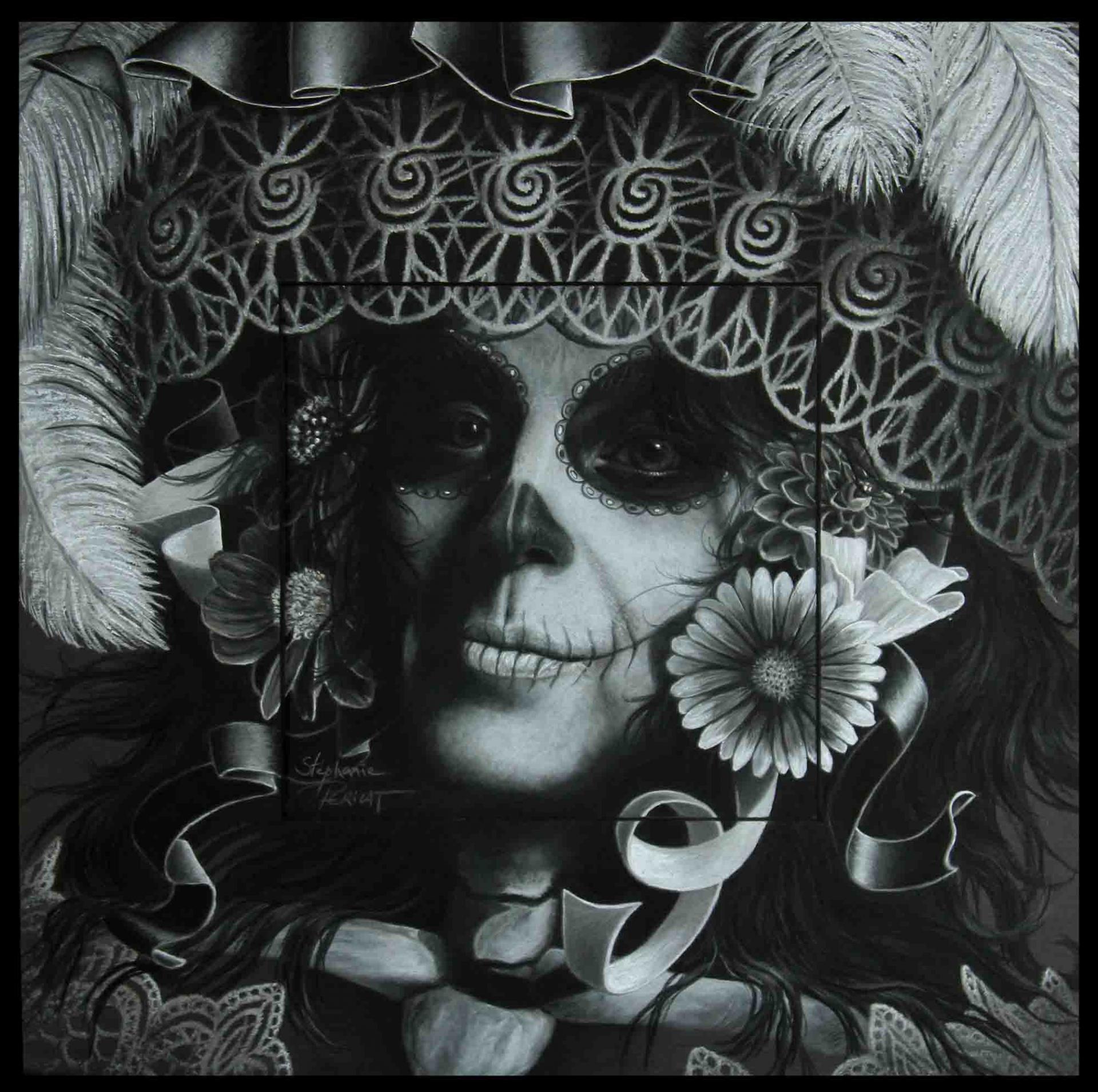 Catrina Calavera ( jour des morts, Mexique )  -  40 x 40 cm  -  Disponible
