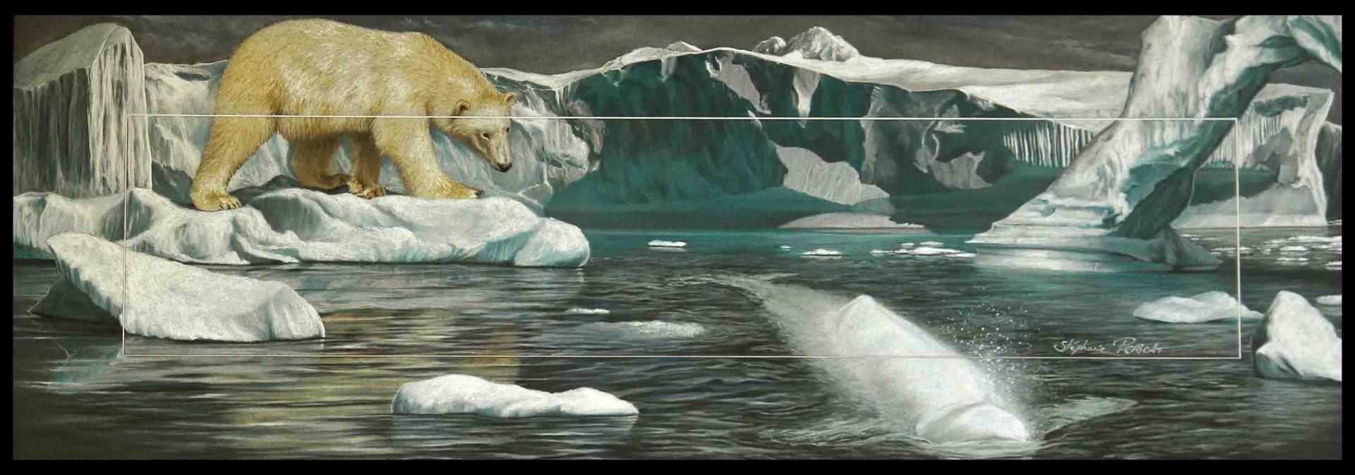 Nanuq Qilalugaq ( Ours Polaire et Béluga en inuit ) - 33 x 85 cm  -  Disponible